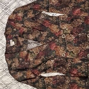 Vintage Botanical Tapestry Print Blazer Emerald Statement Buttons